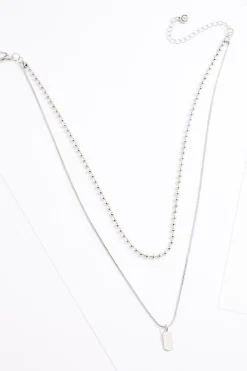 Silver Charm Short Layered Necklace