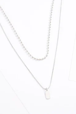 Silver Charm Short Layered Necklace