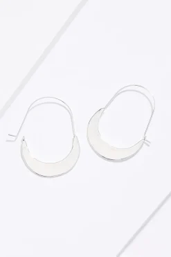 Silver Shield Wire Hoop Earrings