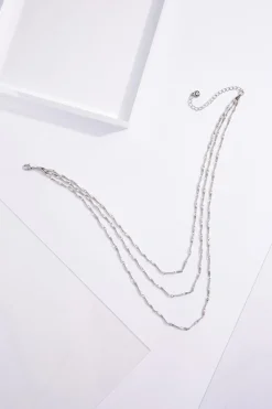 Silver Twist Layered Short Necklace