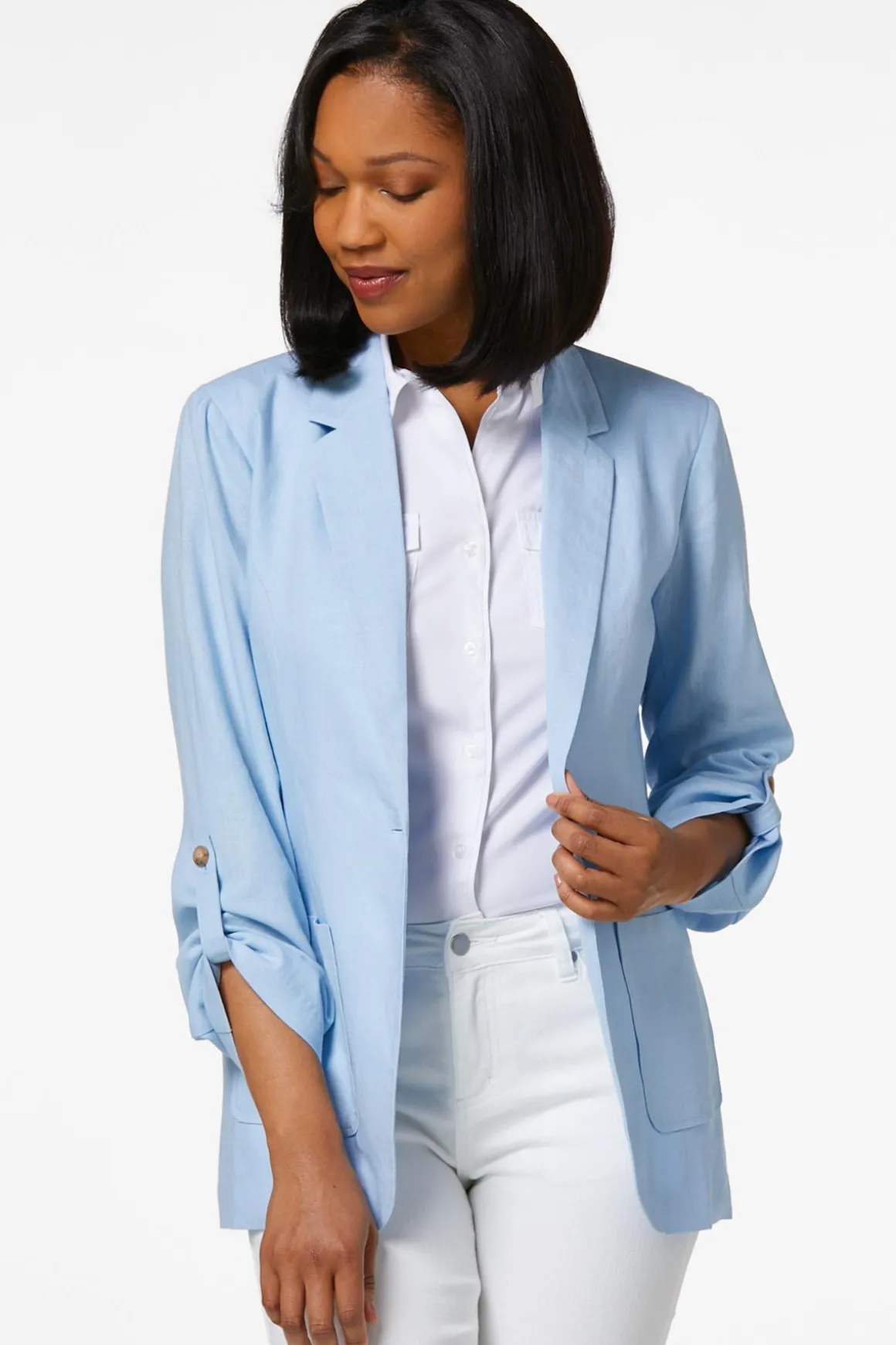 Sky Blue Linen Blazer