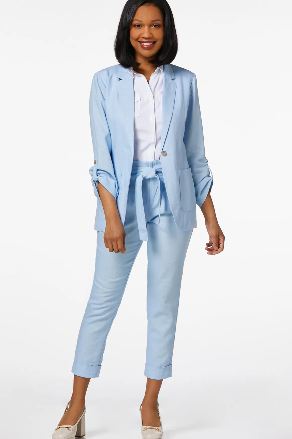 Sky Blue Linen Blazer