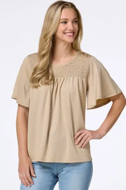 Smocked Flutter Sleeve Top