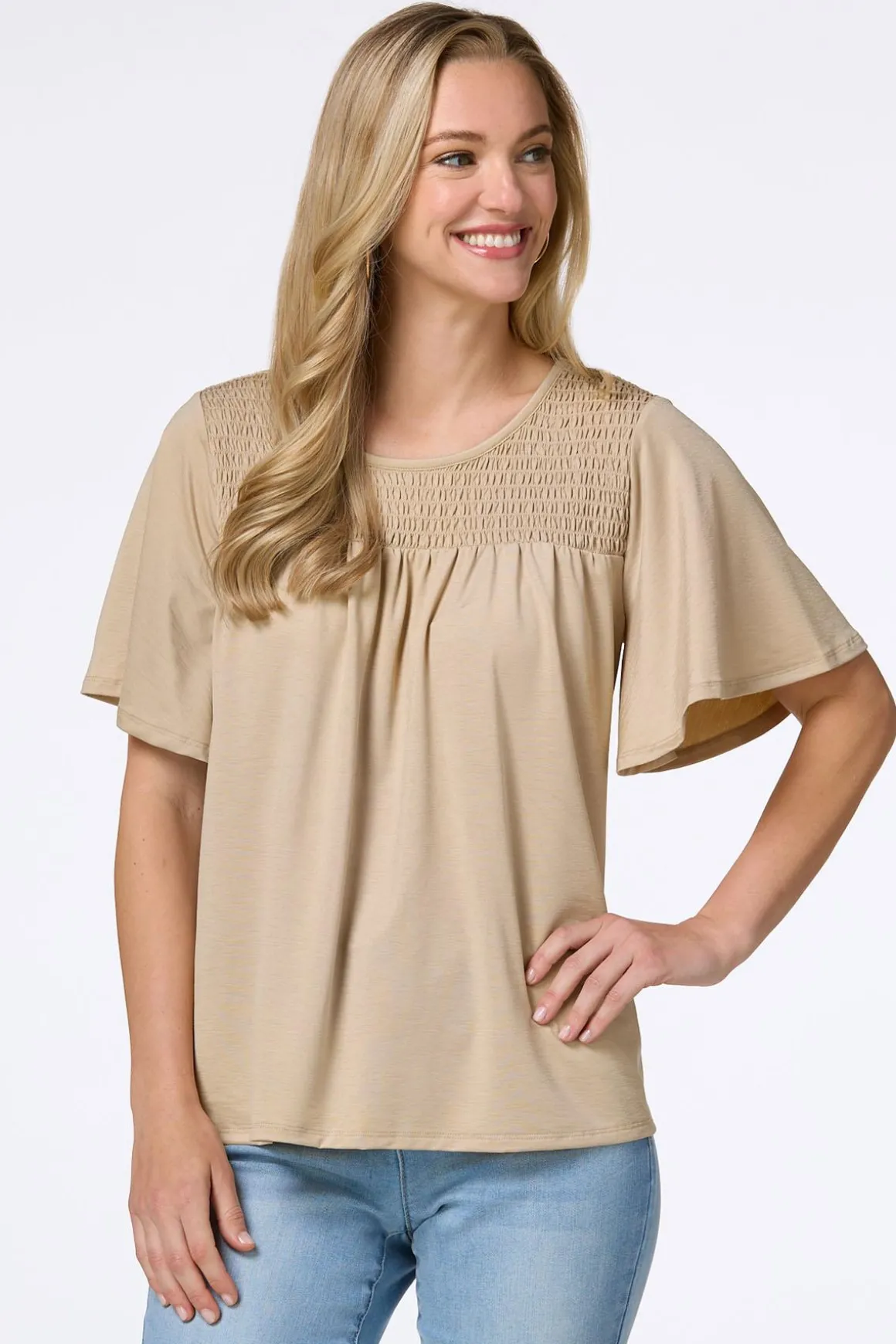Smocked Flutter Sleeve Top