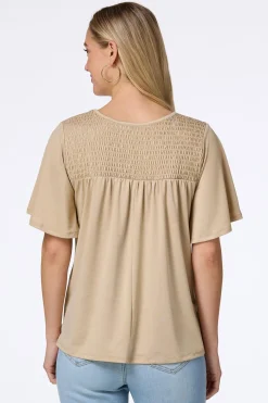 Smocked Flutter Sleeve Top