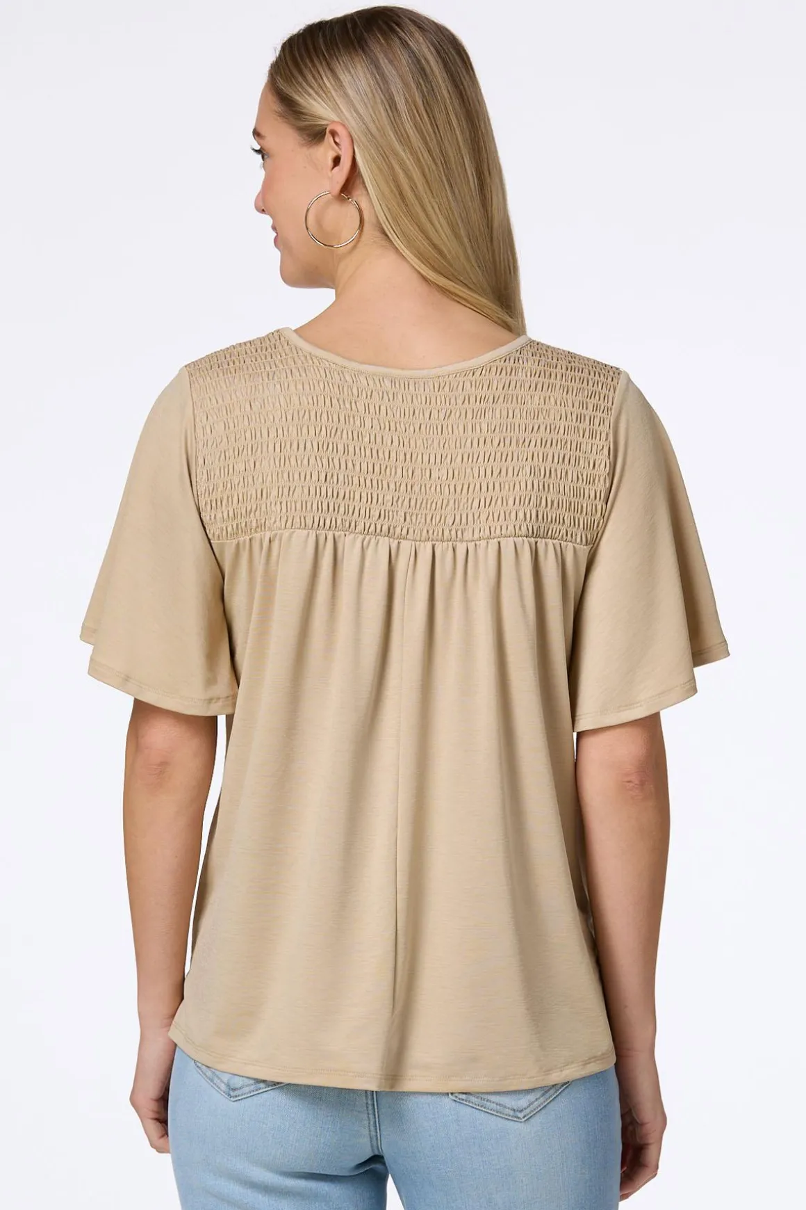 Smocked Flutter Sleeve Top