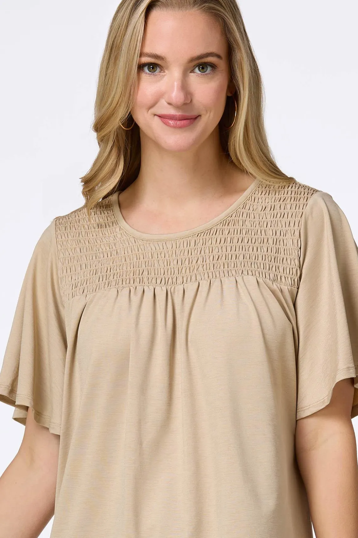 Smocked Flutter Sleeve Top