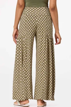 Smocked Geo Wide Leg Pants