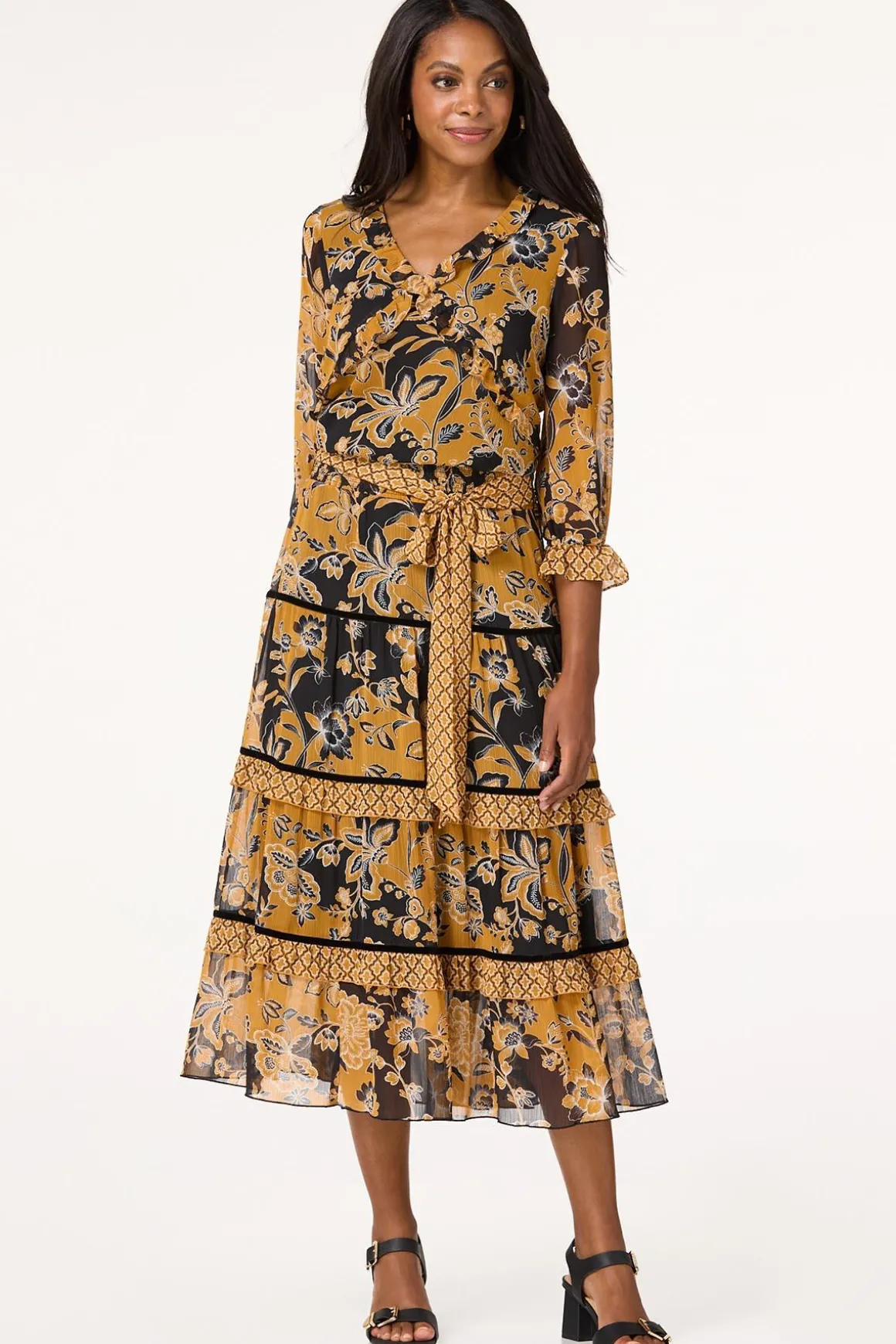 Smocked Gold Floral Top