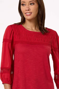 Smocked Lace Trim Top
