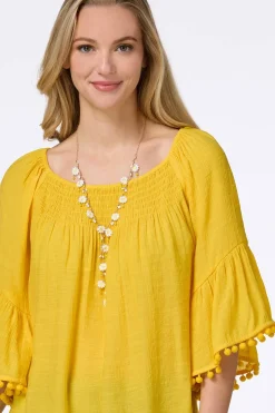 Smocked Pom Sleeve Poet Top