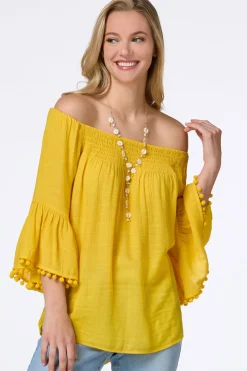 Smocked Pom Sleeve Poet Top