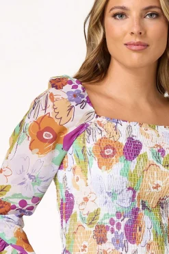 Smocked Romantic Floral Top