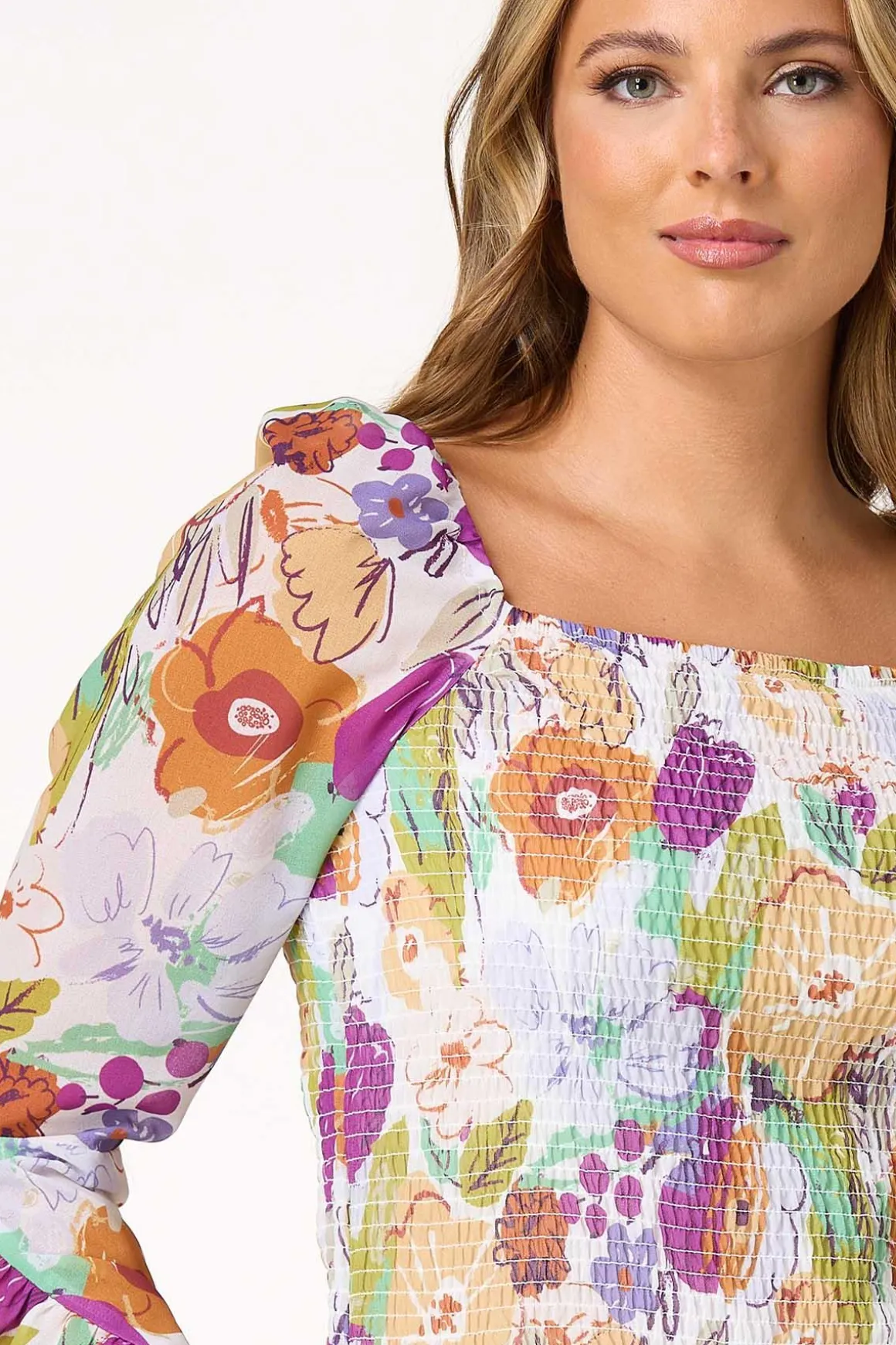 Smocked Romantic Floral Top