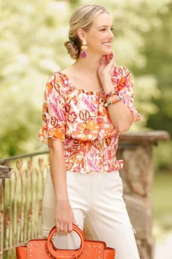 Smocked Sunrise Floral Top