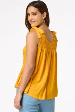 Smocked Tie Shoulder Tank