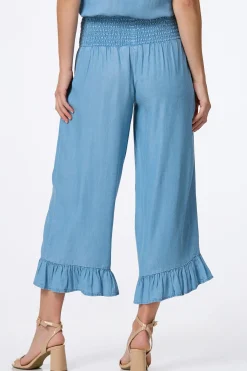 Smocked Waist Chambray Pants