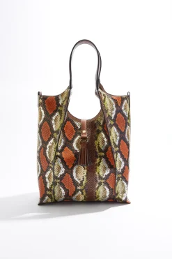 Snakeskin Seamed Tote