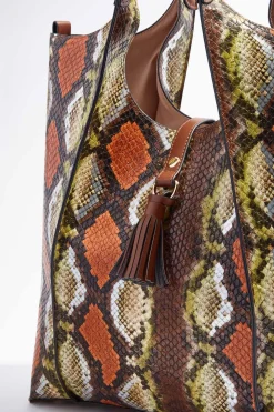 Snakeskin Seamed Tote