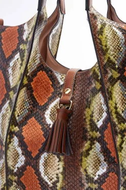 Snakeskin Seamed Tote