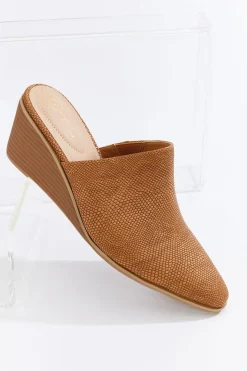 Snakeskin Wedge Mules