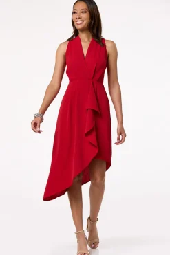 Solid Asymmetrical Midi Dress