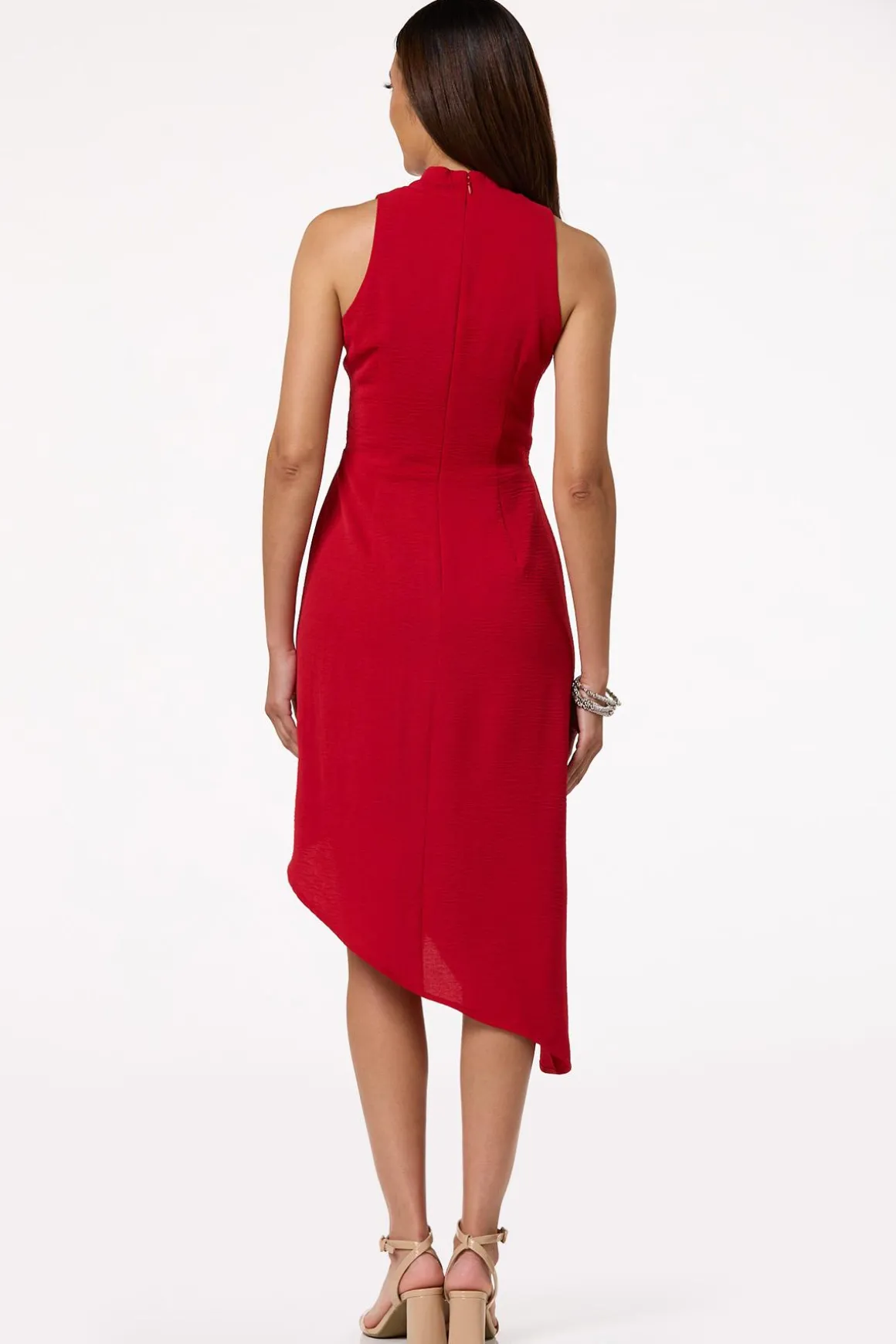 Solid Asymmetrical Midi Dress
