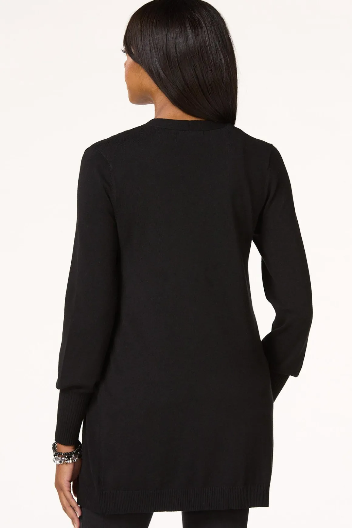 Solid Balloon Sleeve Cardigan