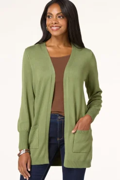 Solid Balloon Sleeve Cardigan