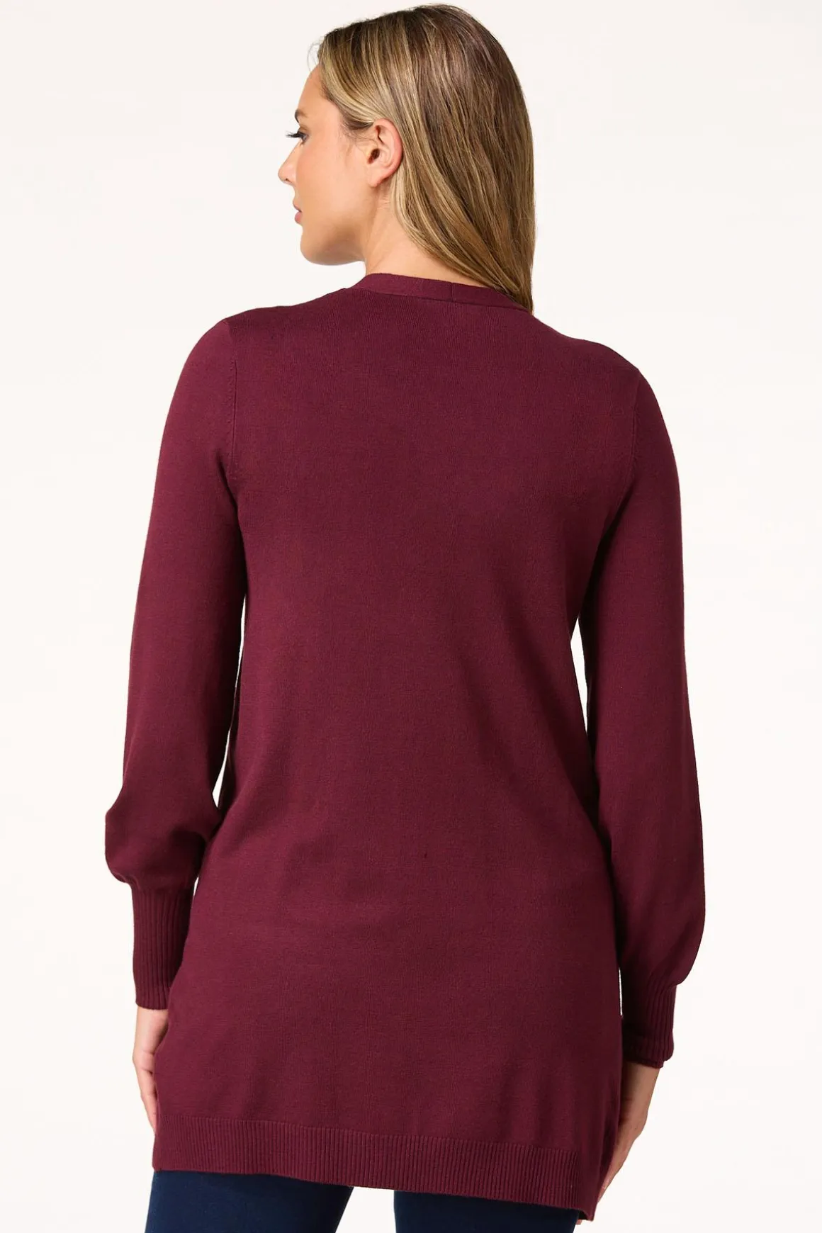 Solid Balloon Sleeve Cardigan