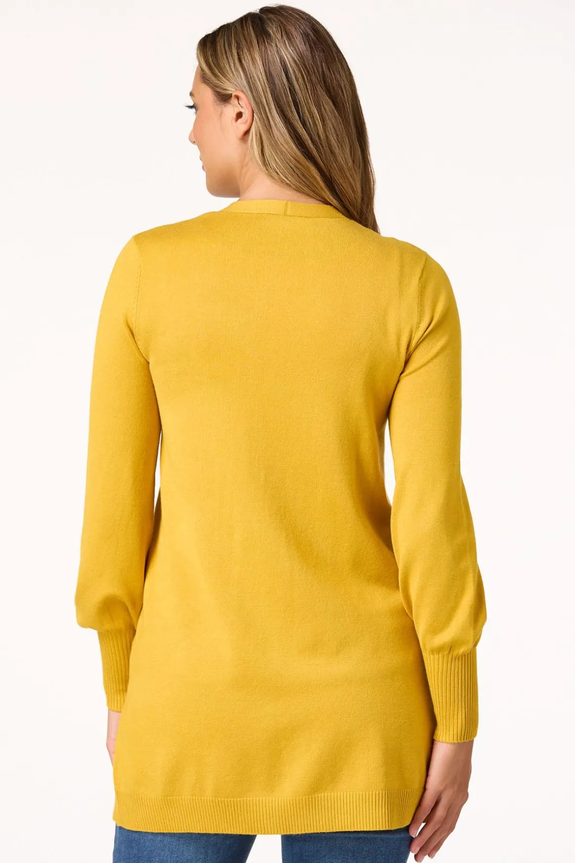 Solid Balloon Sleeve Cardigan