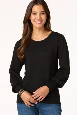 Solid Balloon Sleeve Sweater