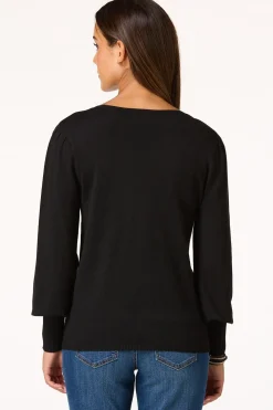 Solid Balloon Sleeve Sweater