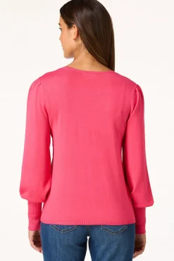 Solid Balloon Sleeve Sweater