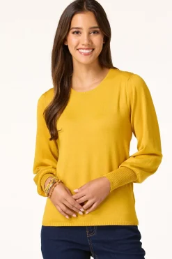 Solid Balloon Sleeve Sweater