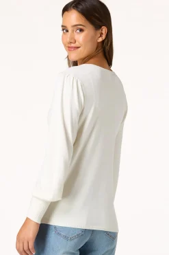 Solid Balloon Sleeve Sweater