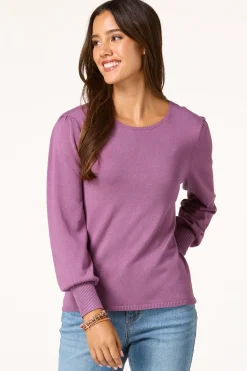 Solid Balloon Sleeve Sweater