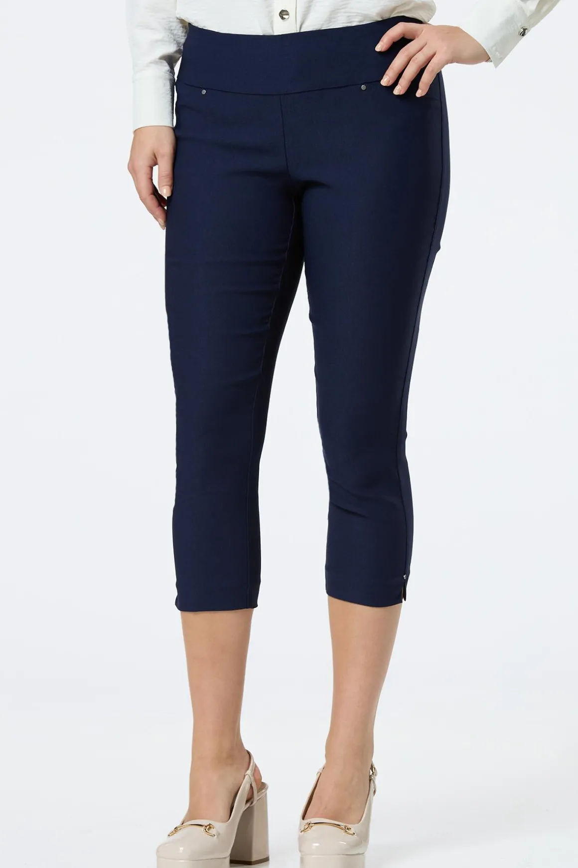 Solid Cropped Bengaline Pants