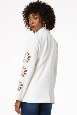 Solid Cutout Floral Blazer