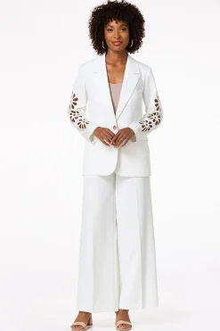 Solid Cutout Floral Blazer