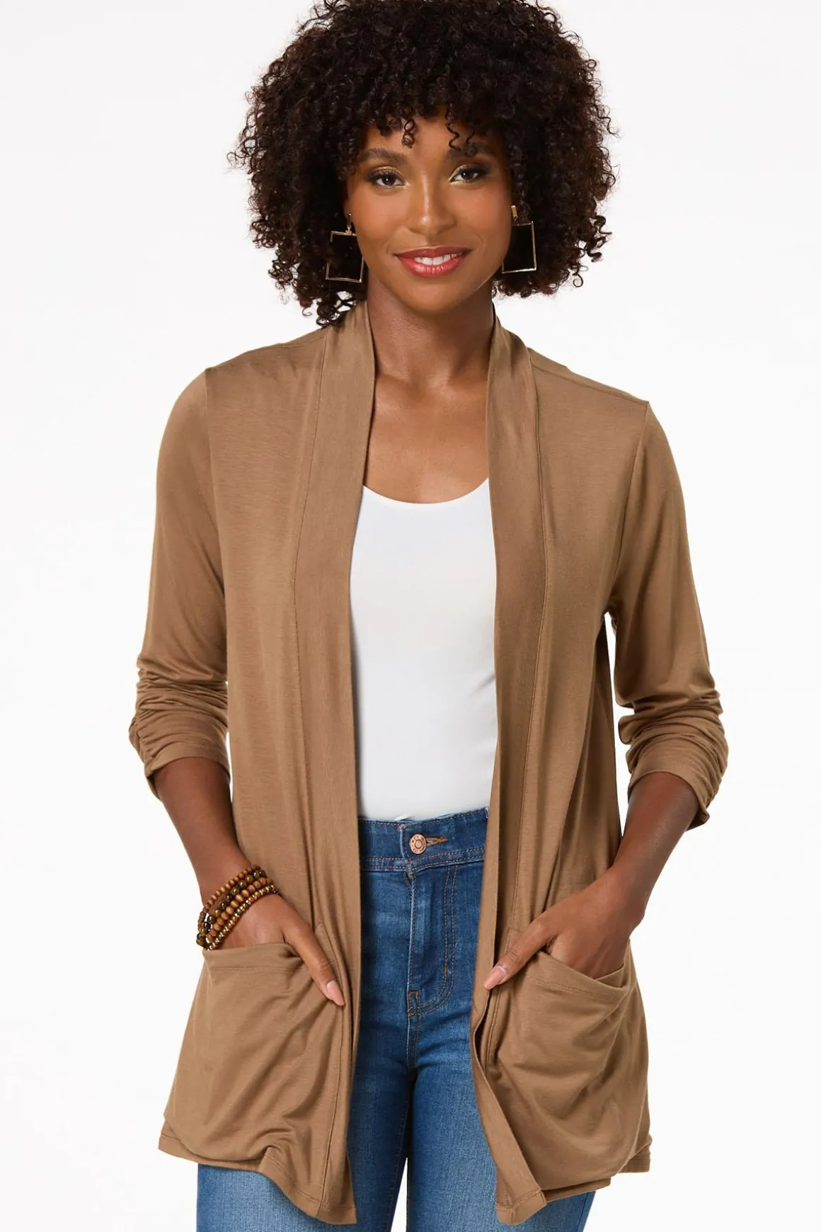 Solid Draped Cardigan