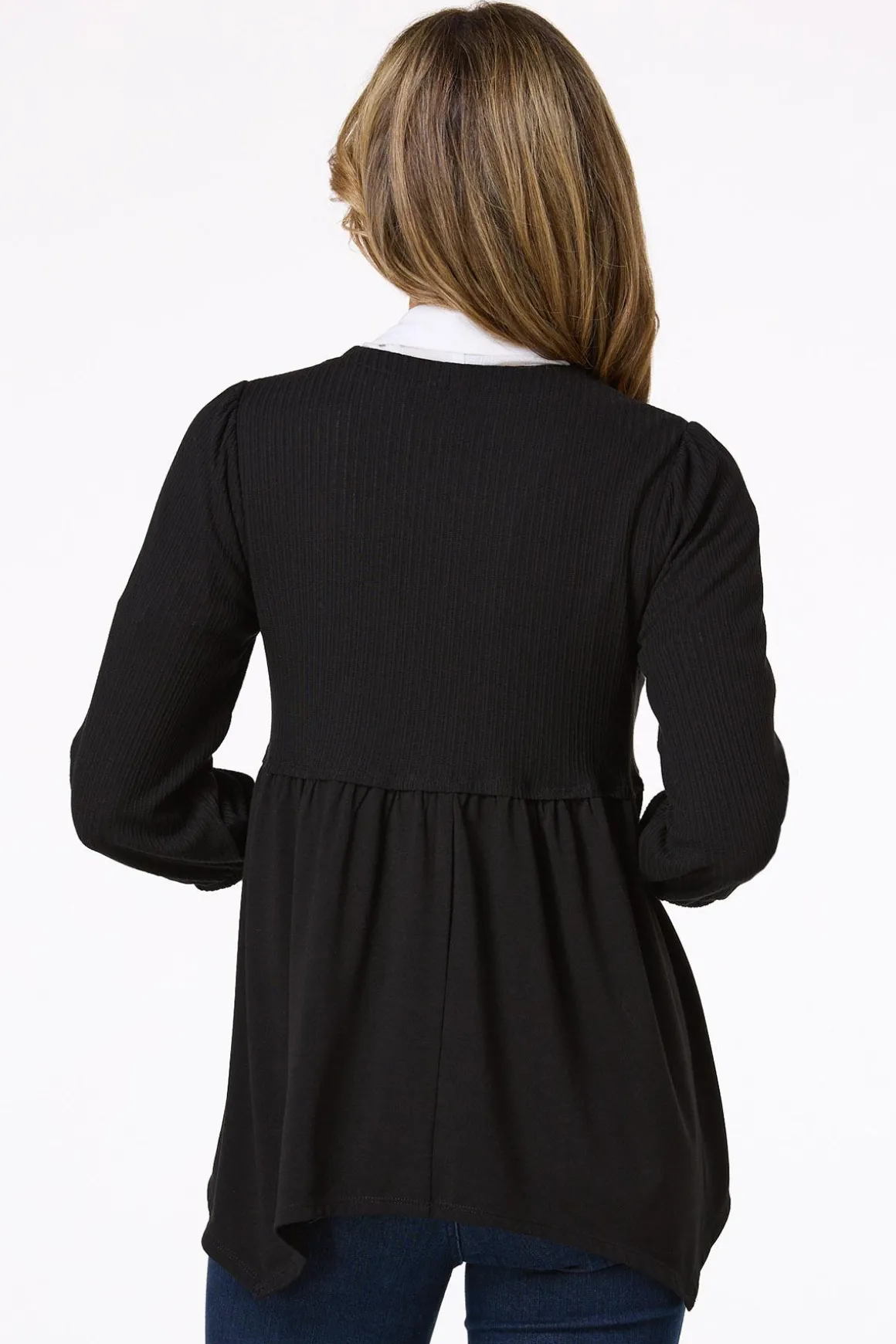 Solid Flounced Ribbed Cardigan