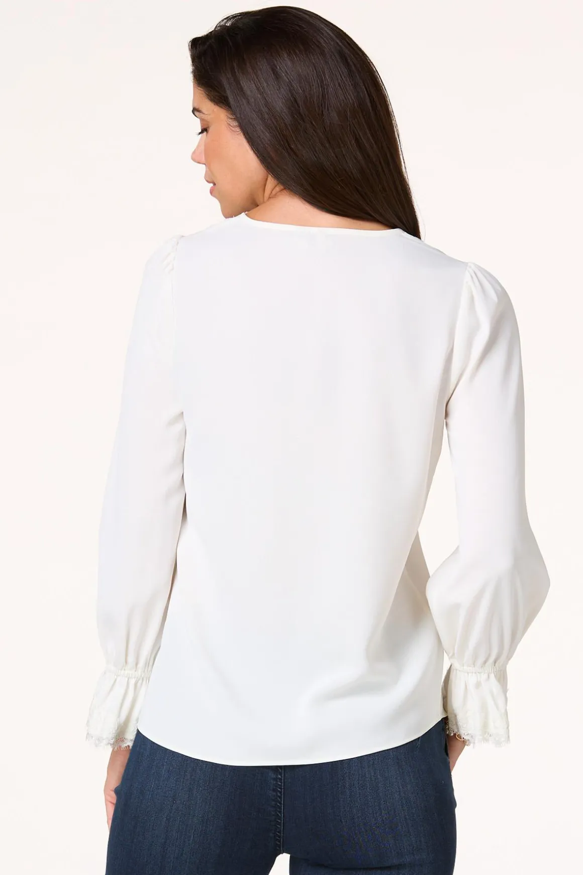 Solid Lace Trim Top