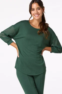 Solid Mesh Sleeve Top
