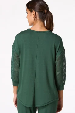 Solid Mesh Sleeve Top