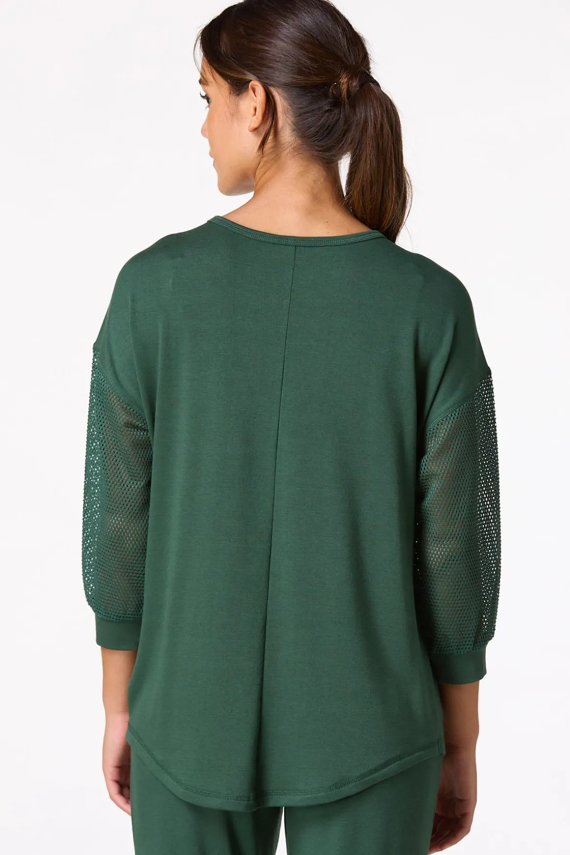 Solid Mesh Sleeve Top