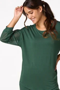 Solid Mesh Sleeve Top
