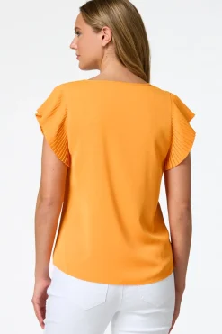 Solid Pleated Sleeve Top
