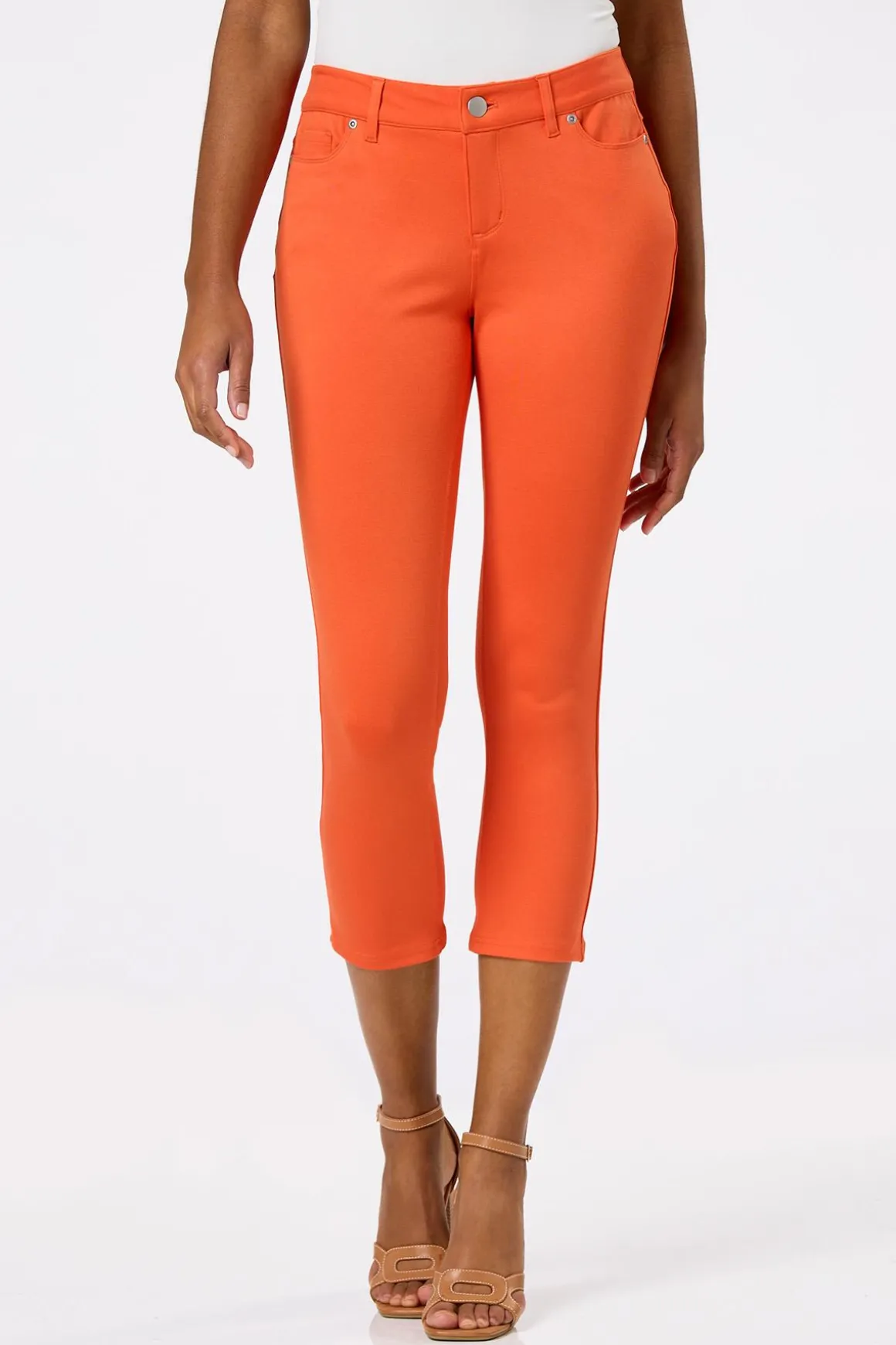 Solid Ponte Skinny Cropped Pants