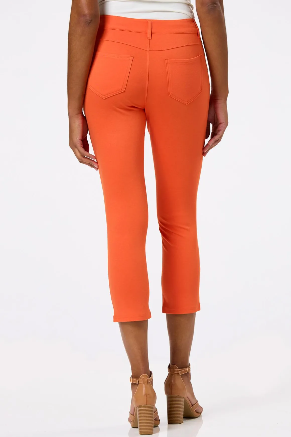 Solid Ponte Skinny Cropped Pants